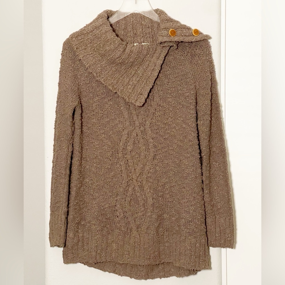 Anthropologie Moth Brown Chunky Cowl Neck Sweater - Picture 2 of 6